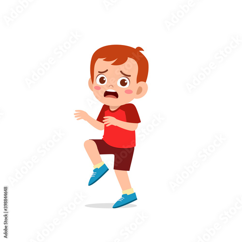 cute little kid boy show worry and scared pose expression