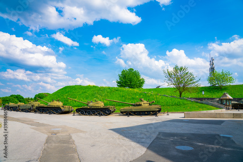 Old soviet rusty tanks in Kiev, Ukraine