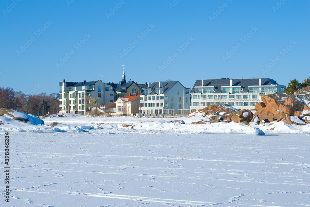 Winter landscape of modern Hanko. Finland