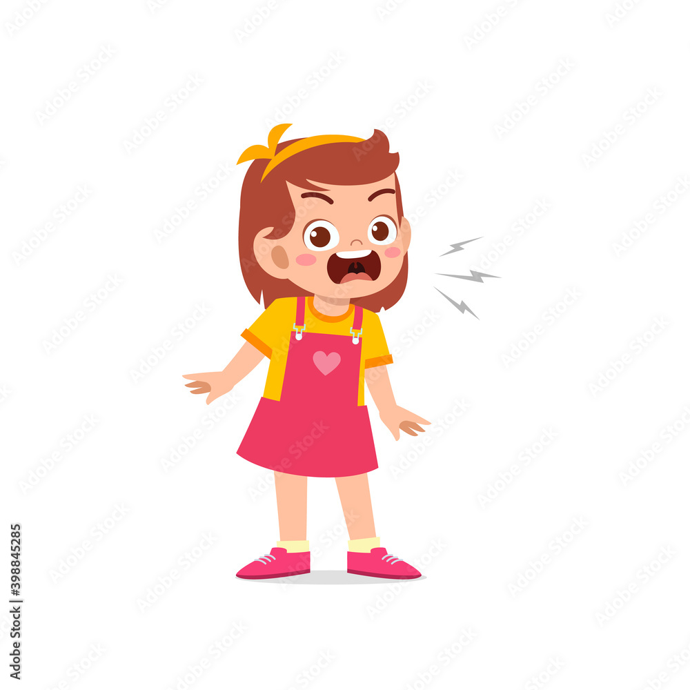 cute little kid girl stand and show angry pose expression cute little kid girl stand and show angry pose expression