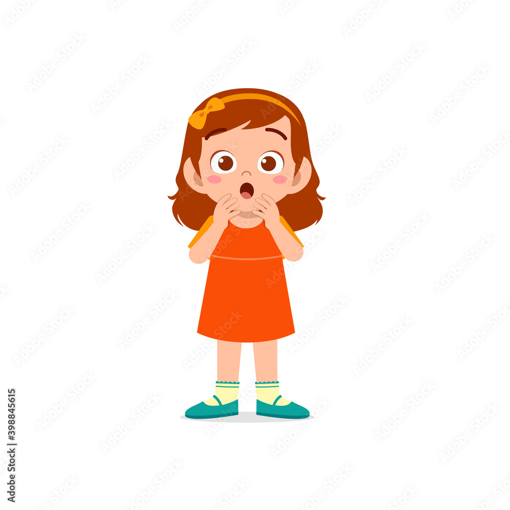 cute little kid girl show shock and amazed pose expression cute little kid girl show shock and amazed pose expression