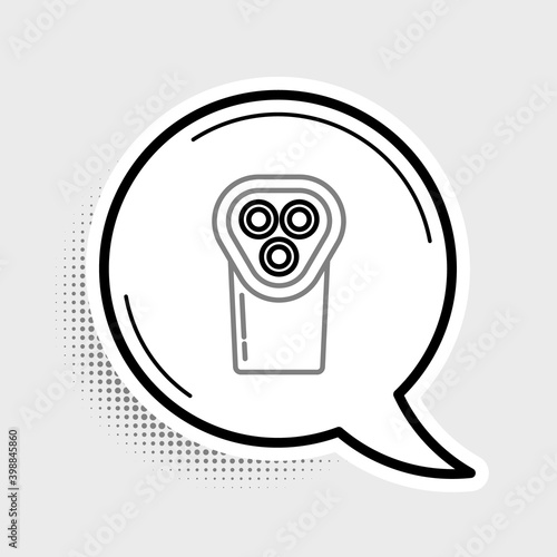 Line Electric razor blade for men icon isolated on grey background. Electric shaver. Colorful outline concept. Vector.