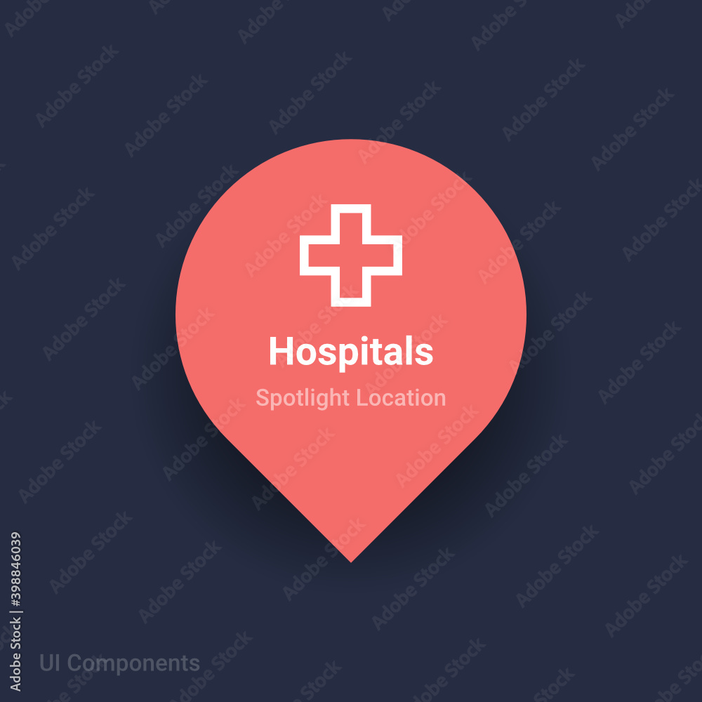 hospitals map spotlight location vector Icon. hospitals map spotlight location vector Icon.