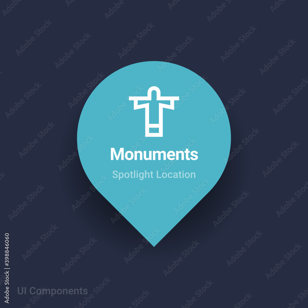 landmarks, monuments map spotlight location vector Icon. landmarks, monuments map spotlight location vector Icon.