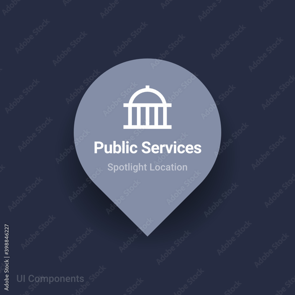 Fototapeta premium public services, government map spotlight location vector Icon.