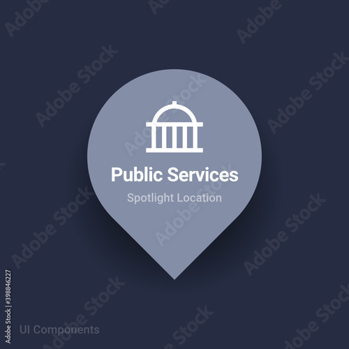 public services, government map spotlight location vector Icon. © blooon