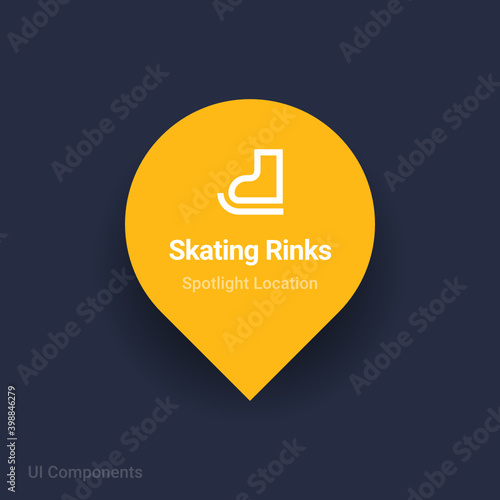 skating rinks map spotlight location vector Icon.