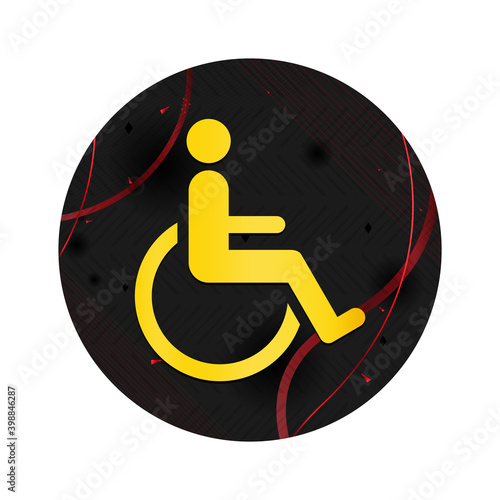 Wheelchair handicap icon elegant black round button