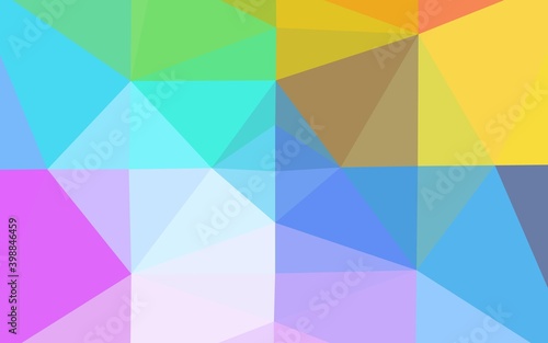 Light Multicolor  Rainbow vector blurry triangle texture. Triangular geometric sample with gradient.  Template for a cell phone background.