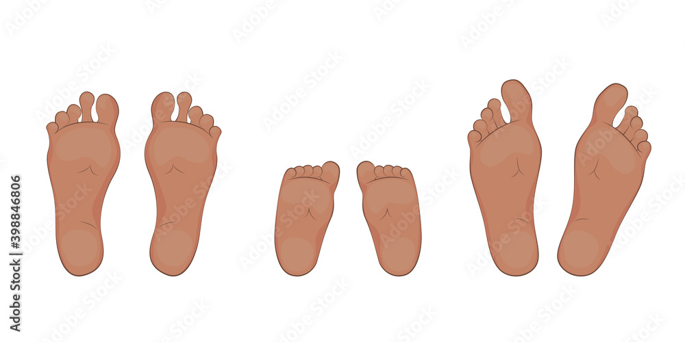 Vector illustration of a baby, mom and dad soles. Vector illustration of a baby, mom and dad soles.