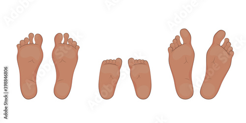 Vector illustration of a baby, mom and dad soles.