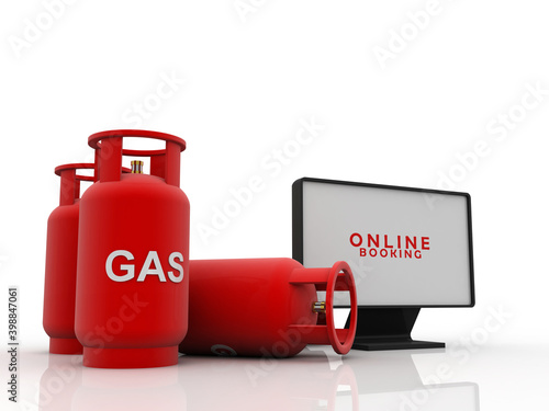 3D rendering illustration Gas Cylinder online booking
