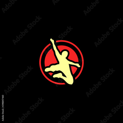 jumping people trampoline logo design