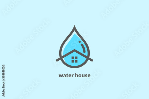 house and water drop logo for plumber, home service