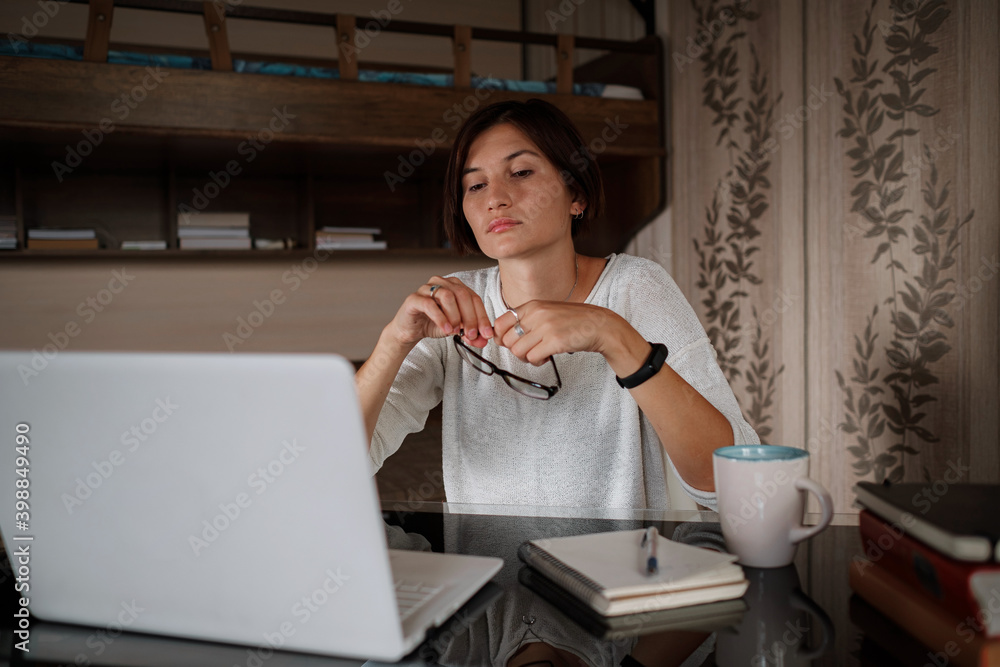 Upset asian woman working from home office. Upset asian woman working from home office.