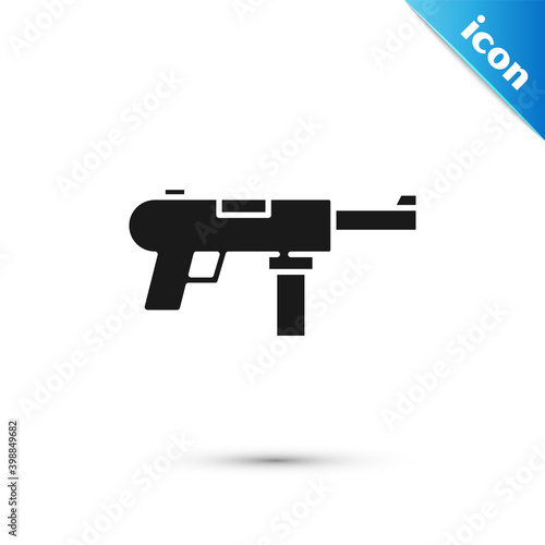 Grey Submachine gun M3, Grease gun icon isolated on white background. Vector.