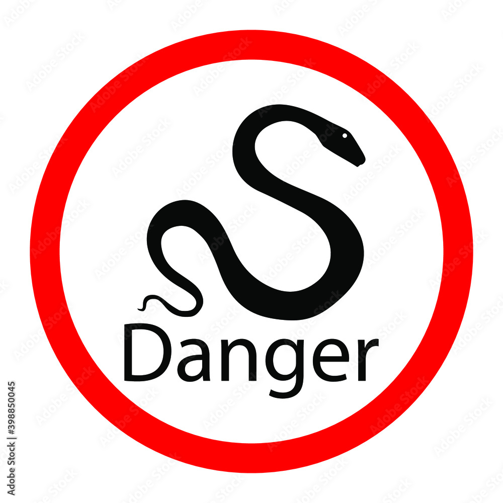 Snake danger, red round sign on white background for design, vector illustration Snake danger, red round sign on white background for design, vector illustration