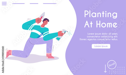 Vector landing page of Planting at Home concept