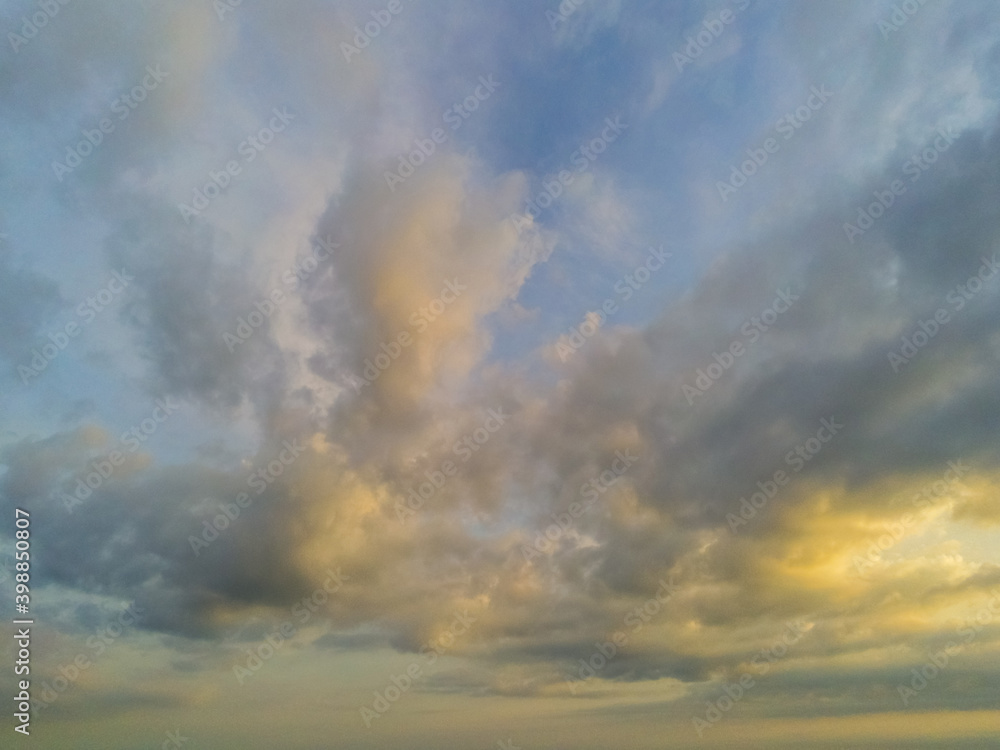 Beautiful white fluffy cloudy sky background,