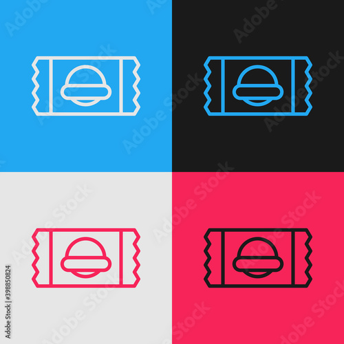 Pop art line Sports nutrition bodybuilding proteine power drink and food icon isolated on color background. Vector.