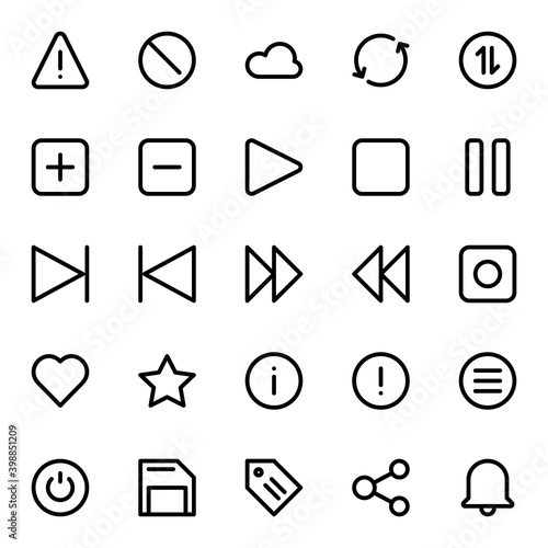 Media and Essential UI Icon in Line Style. Good for website, app mobile and any purpose