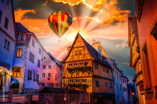 Classic view of picturesque Plonlein (Little Square) in Rothenburg ob der Tauber, Bavaria, Germany