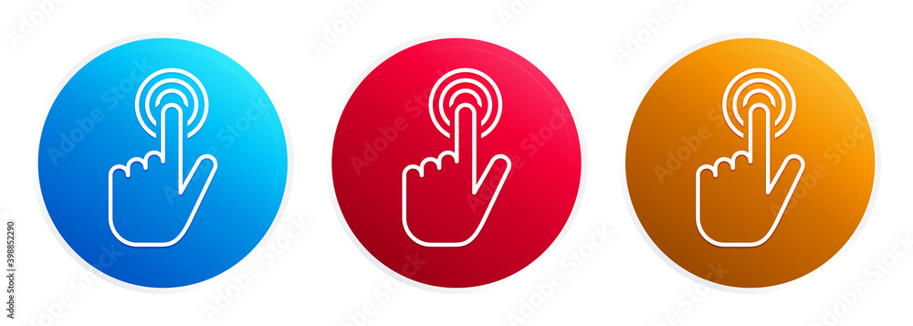 Hand cursor click icon premium trendy round button set Hand cursor click icon premium trendy round button set
