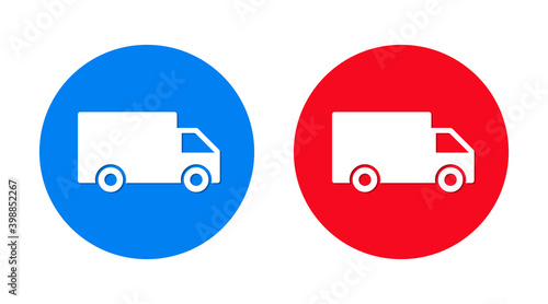 Delivery truck icon flat trendy round button set