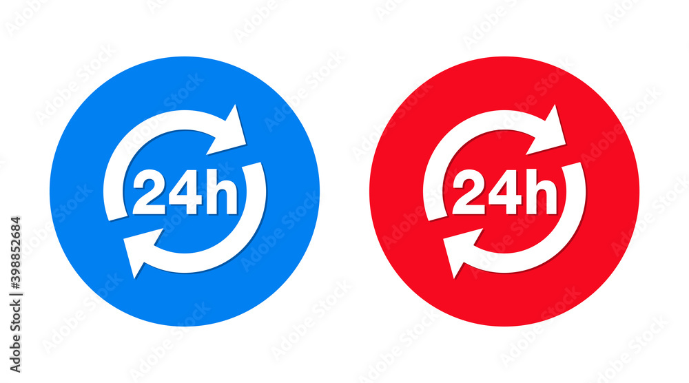 24 hours update icon flat trendy round button set 24 hours update icon flat trendy round button set