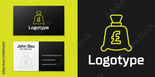 Logotype line Coin money with pound sterling symbol icon isolated on black background. Banking currency sign. Cash symbol. Logo design template element. Vector.