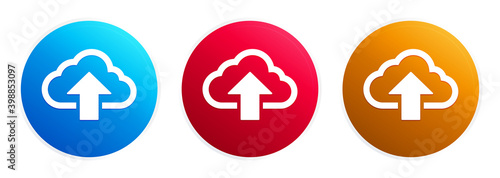 Cloud upload icon premium trendy round button set