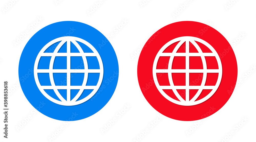 World icon flat trendy round button set World icon flat trendy round button set