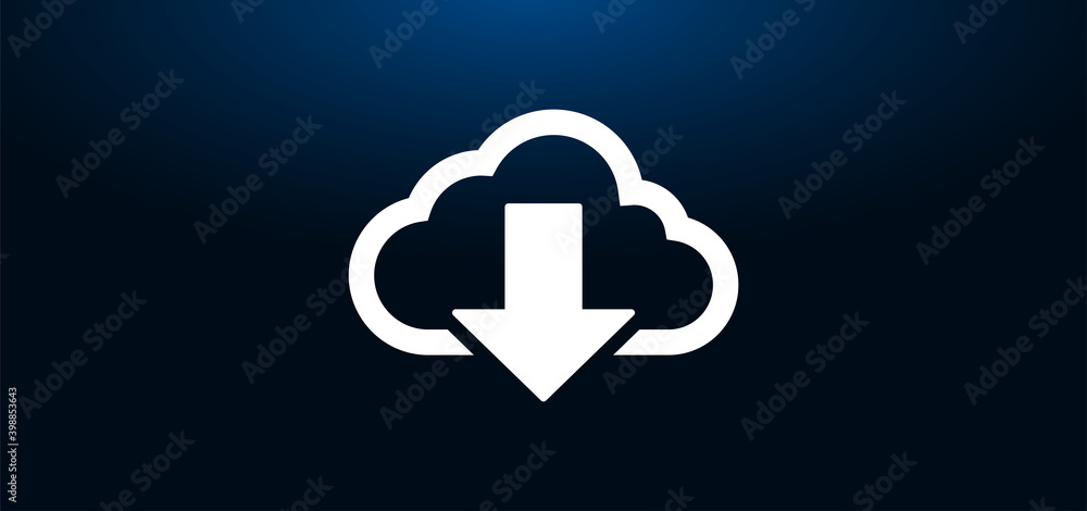Cloud download icon crystal blue banner background Cloud download icon crystal blue banner background