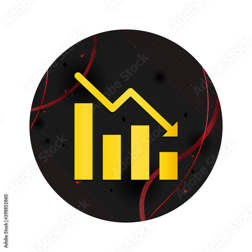 Statistics down icon elegant black round button