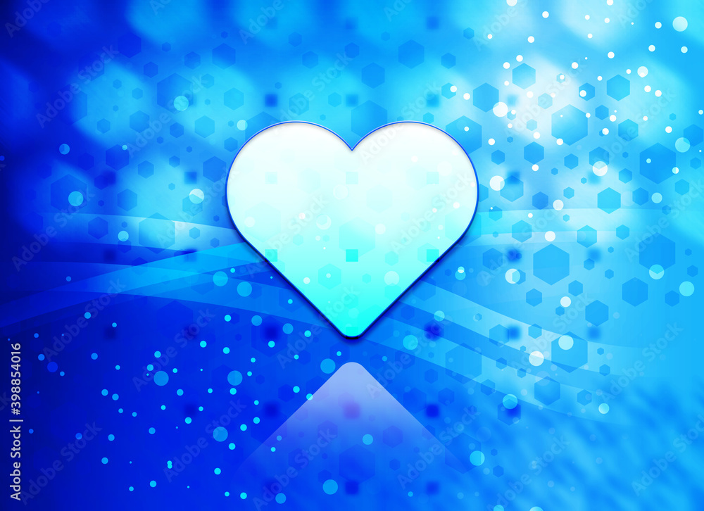 Heart icon abstract light cyan blue hexagon pattern background