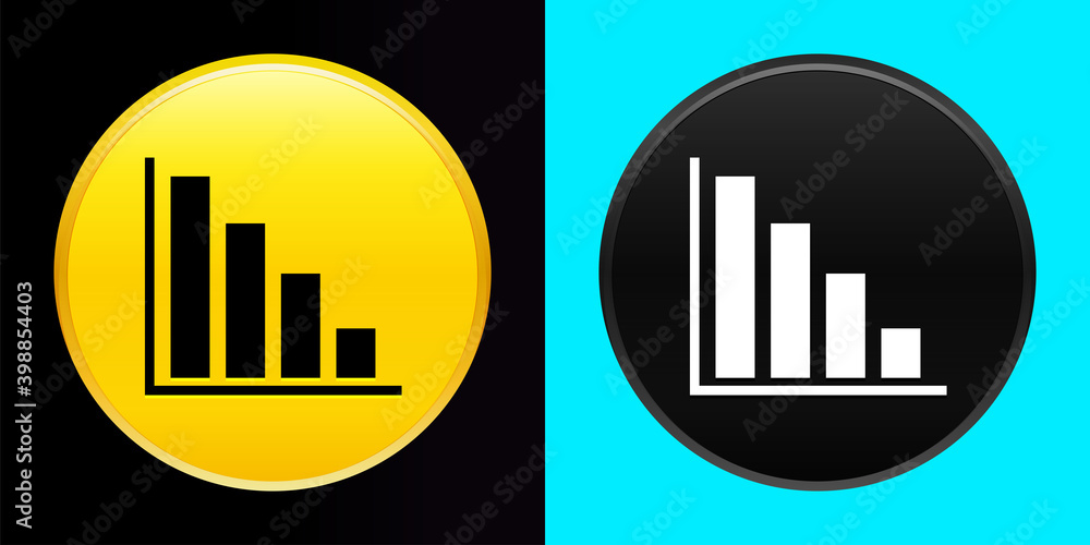 Statistics down icon flat exclusive button set Statistics down icon flat exclusive button set