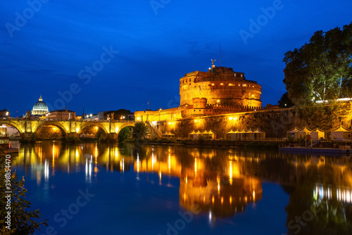 Castel Sant'Angelo at dusk in Rome, Italy
