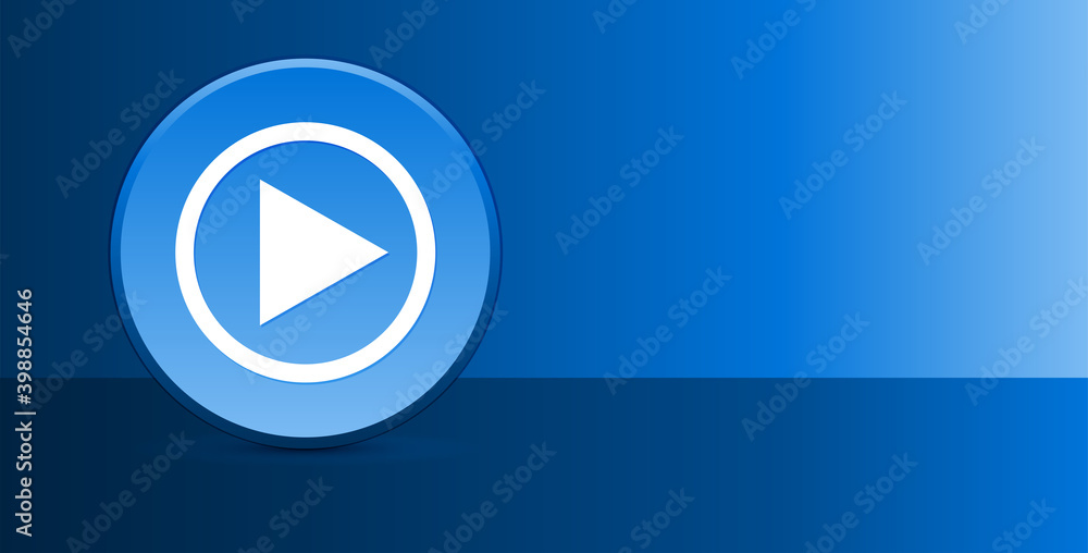 Play icon glassy modern blue button abstract background Play icon glassy modern blue button abstract background