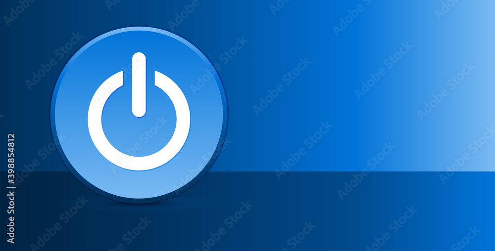 Power icon glassy modern blue button abstract background Power icon glassy modern blue button abstract background