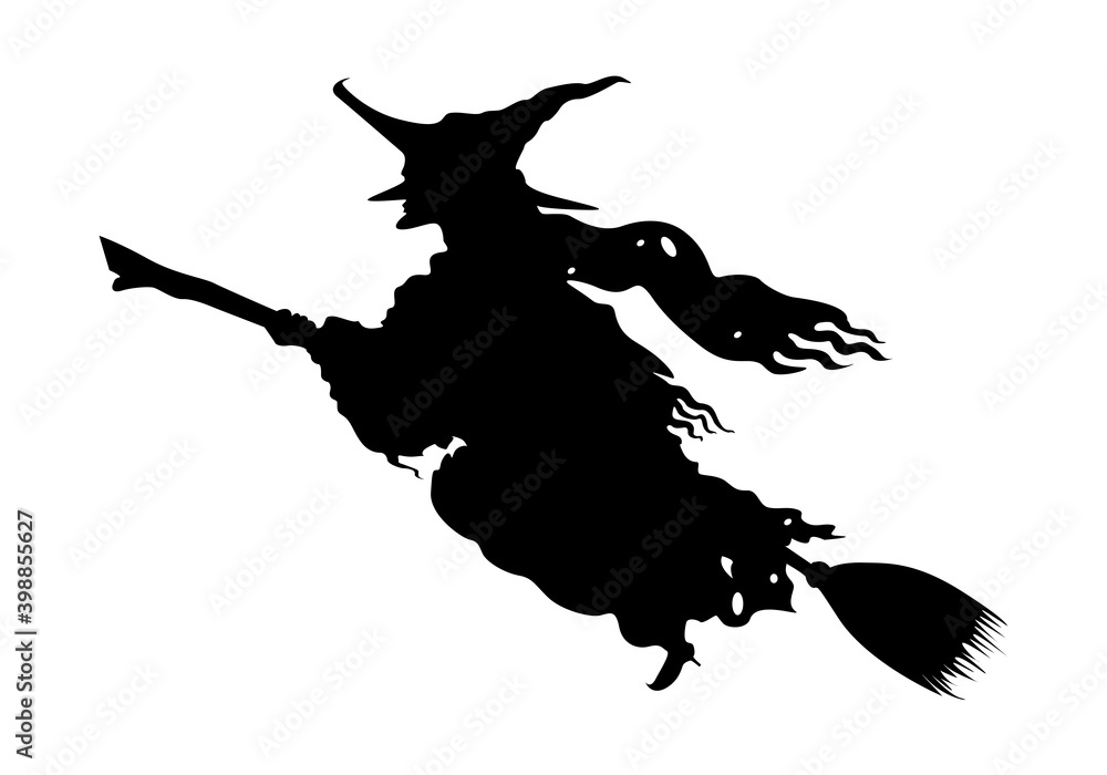 Fototapeta premium witch flying on a broomstick