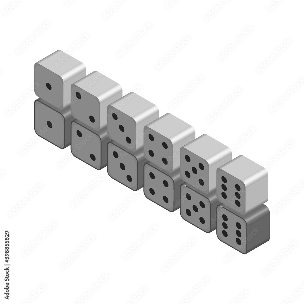 Dice Isometric picture. Dice game. Vector picture. Dice Isometric picture. Dice game. Vector picture.