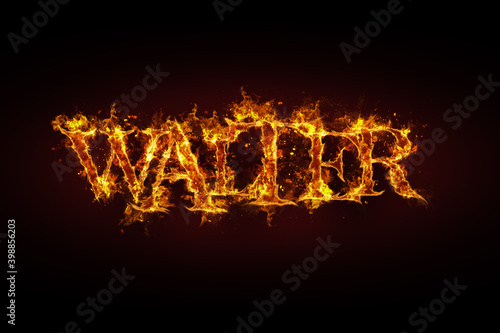 Walter name made of fire and flames