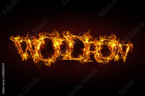 Woodrow name made of fire and flames photo