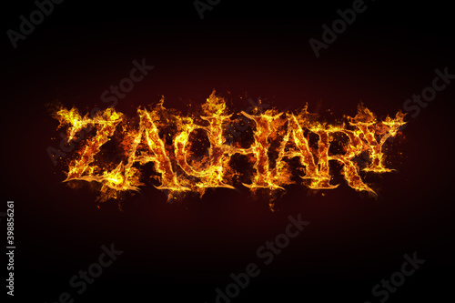 Zachary name made of fire and flames