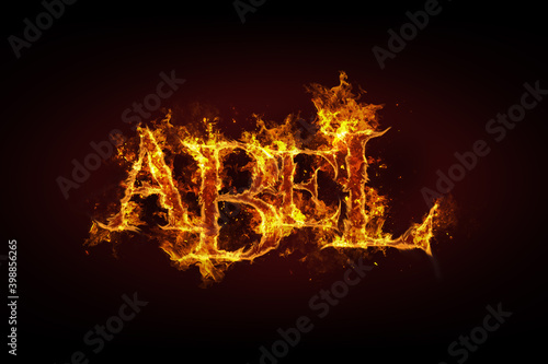 Abel name made of fire and flames