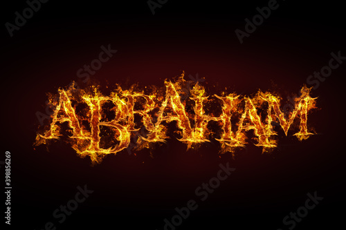 Abraham name made of fire and flames