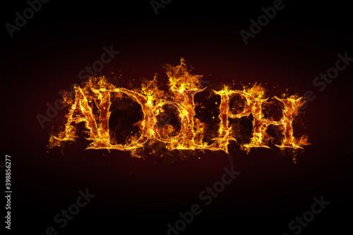 Adolph name made of fire and flames photo