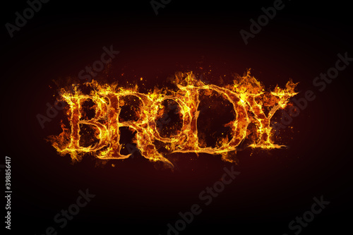 Brody name made of fire and flames