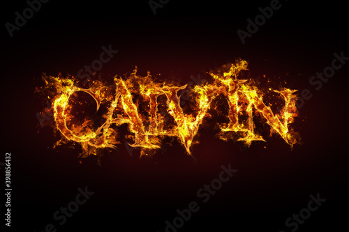 Calvin name made of fire and flames