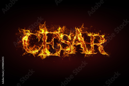 Cesar name made of fire and flames